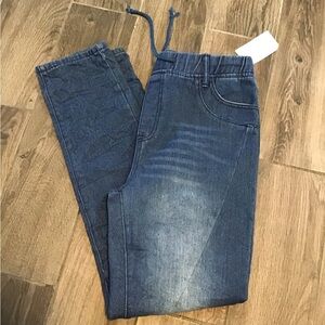 NWT! Women's Slim Drawstring Jeans in Dark Blue